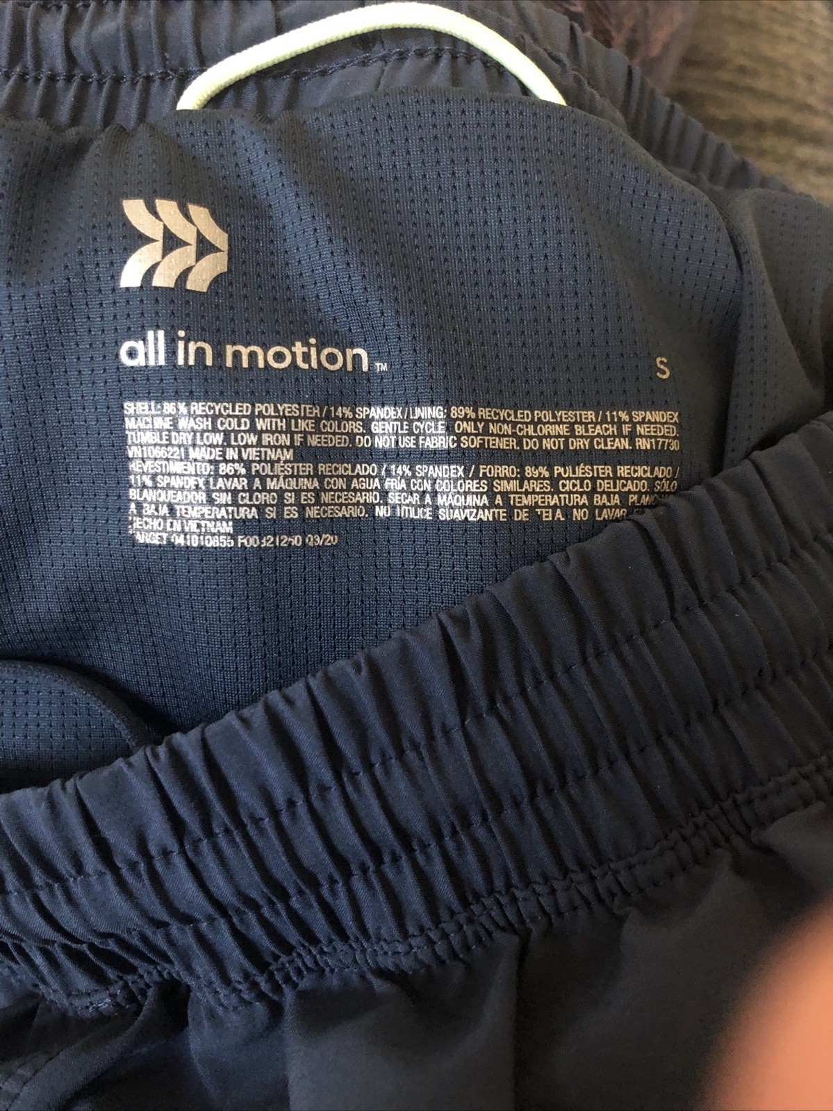 Blue Exercise Shorts S Inside Pocket Drawstring All In Motion Waist:26-30” Leg5”