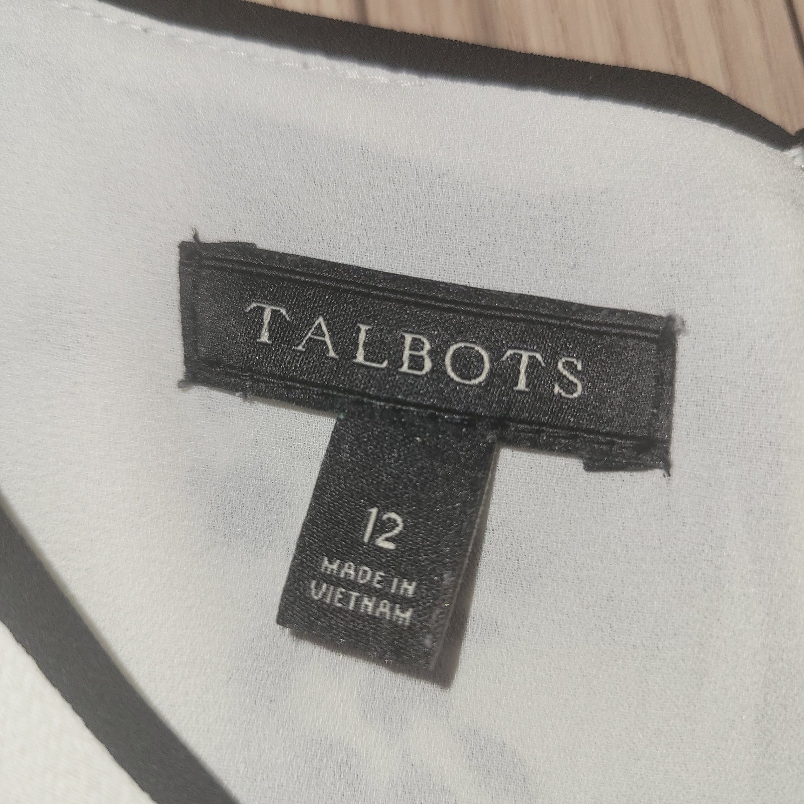 Talbots Womens 12 Ivory Black Floral Vine Sleeveless Fit Flare Pleated Dress