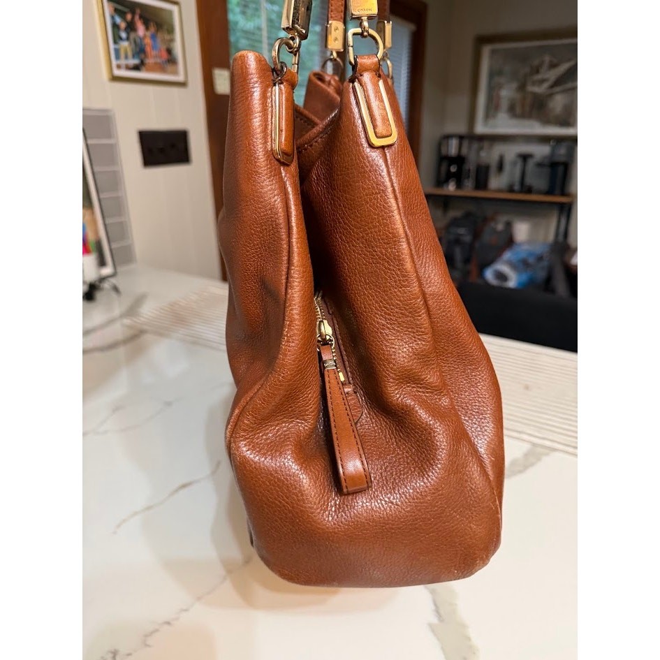 Coach Madison Phoebe Leather Shoulder Bag Pebbled Brown Hobo Handbag 26224