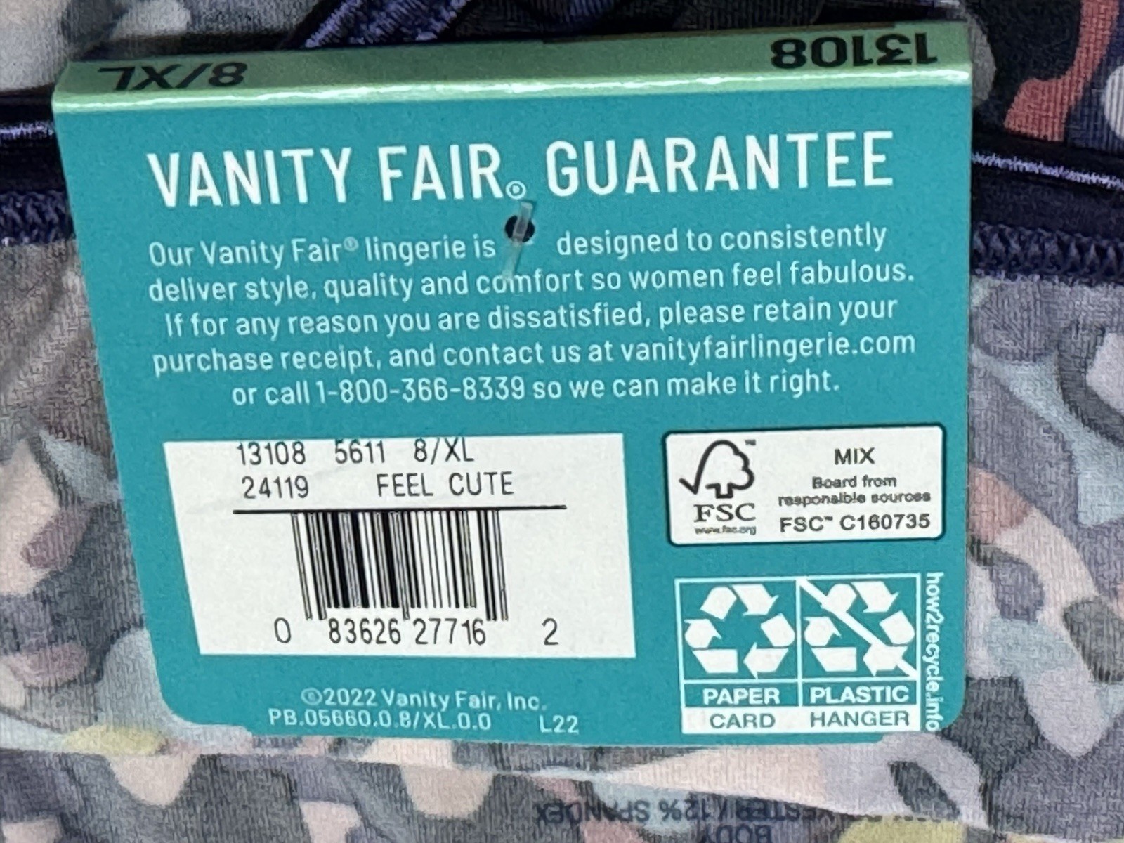 2-Vanity Fair 8/XL Illumination/Comfort Plus Hi Cut Panties #13108 & 13164 Asst