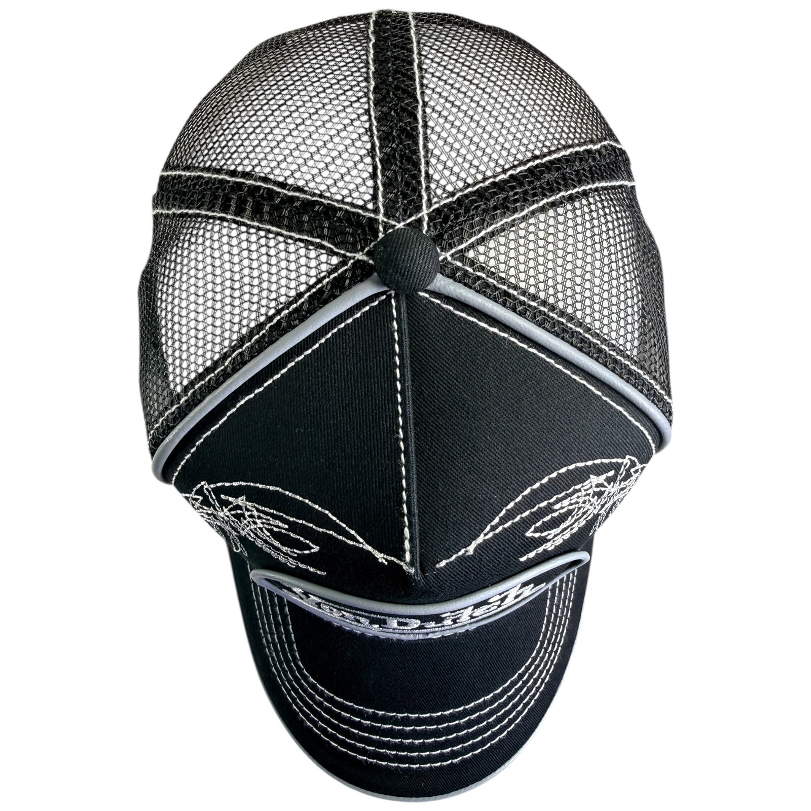 Von Dutch Hat SnapBack BIKER Trucker Mesh, PIPING TRIM, Patch Black NEW W/ TAGS!