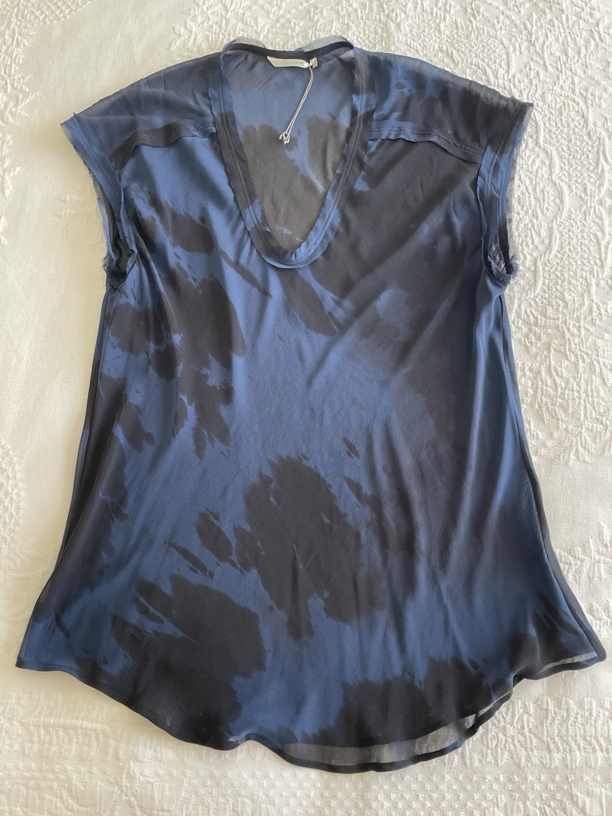 ELAINE KIM ~ Silk chiffon Ink Splat Rima Bias Cut Top ~ XL