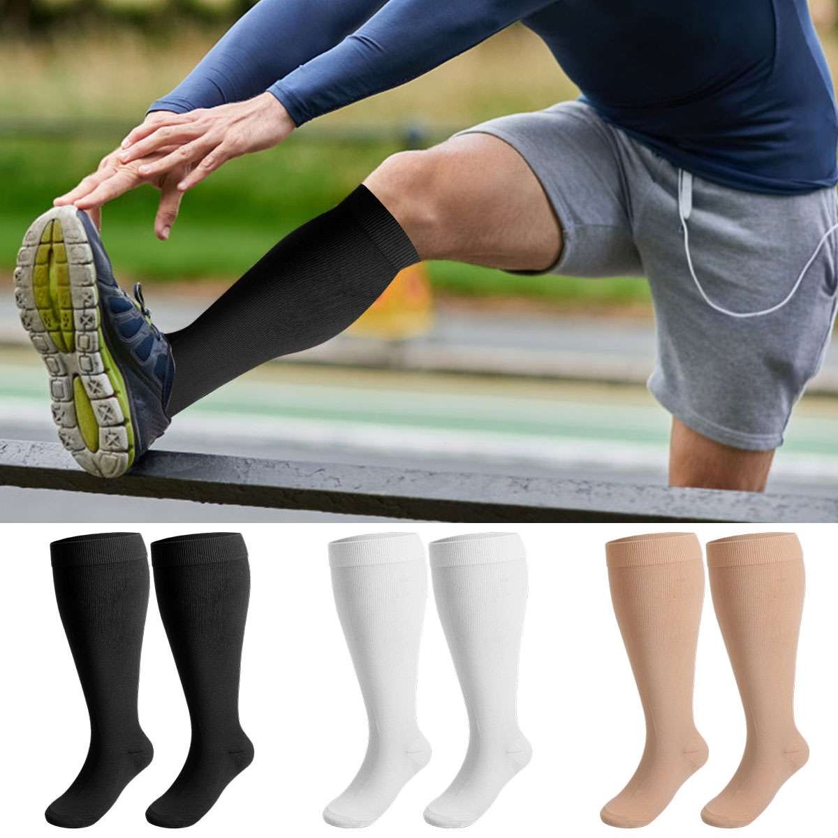 Plus Compression Socks 20-30 mmHg Medical Knee High Women Men Circulation S-4XL