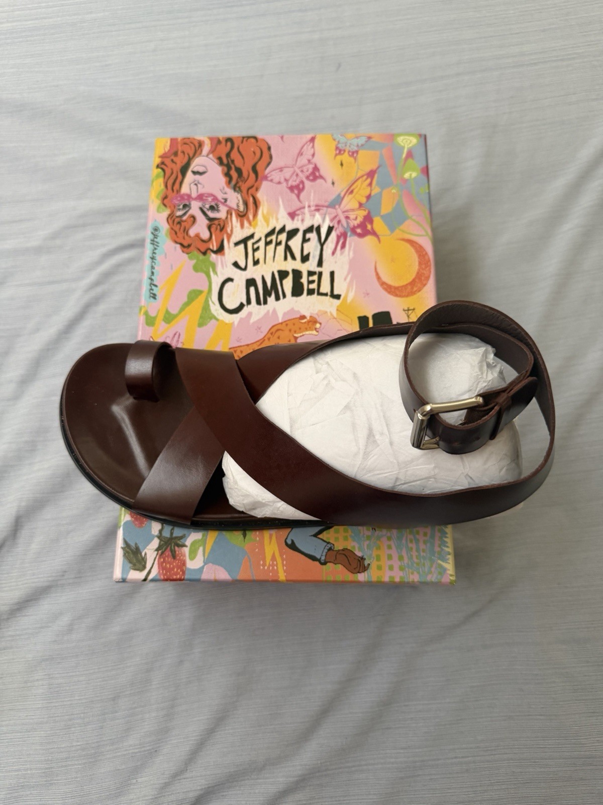 Jeffrey Campbell Brown Leather Strappy Ankle Strap Buckle Sandals Women 10