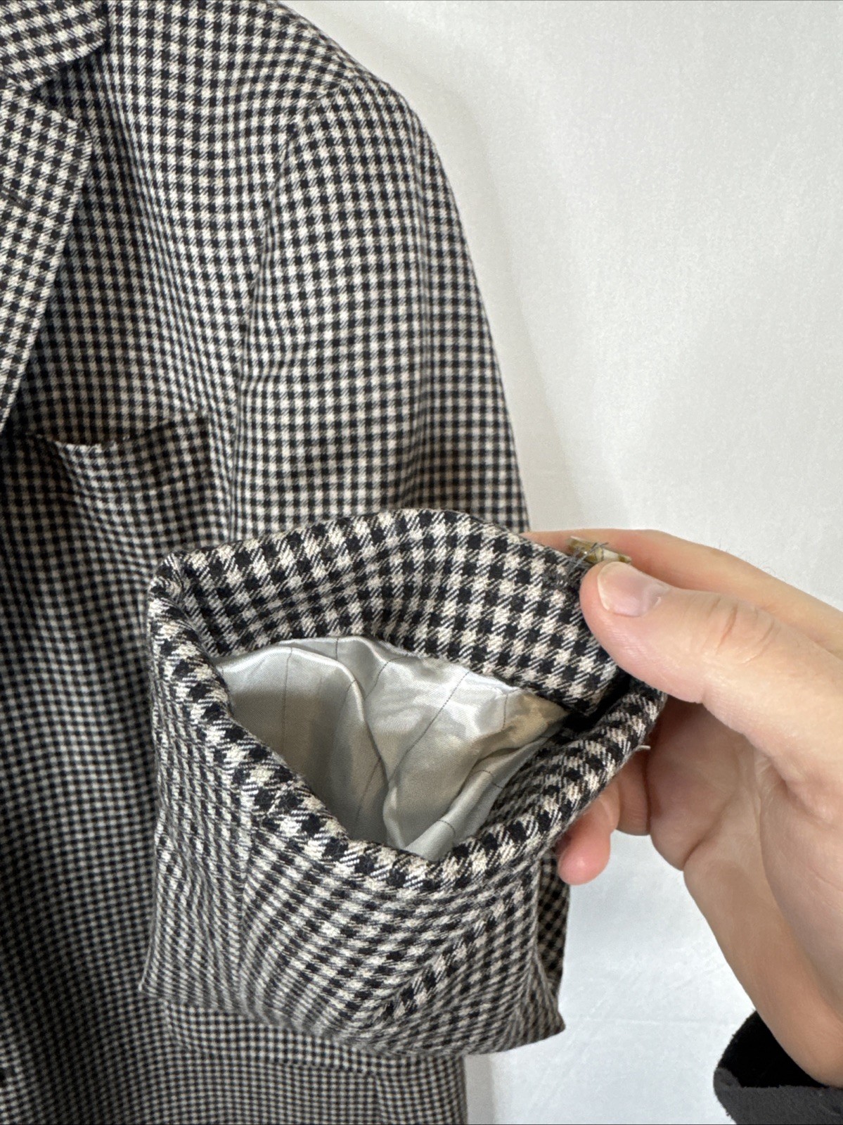 Sand Copenhagen Reda 1865 Wool Blazer Houndstooth Black White Men 42