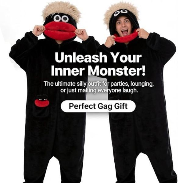 Cute Cartoon Muppet Lounge Wear Big Mouth Monster Holiday Costume Party Pajama
