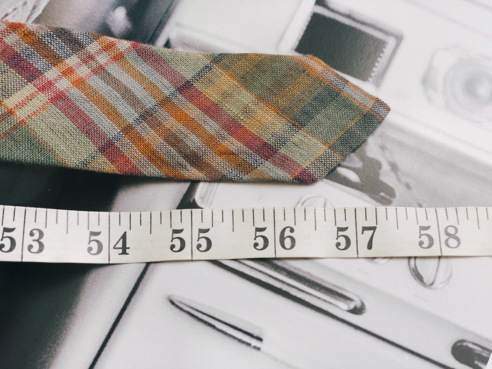 POLO RALPH LAUREN Vintage Made In USA Summer Plaid 100% Linen Slim Tie NOS
