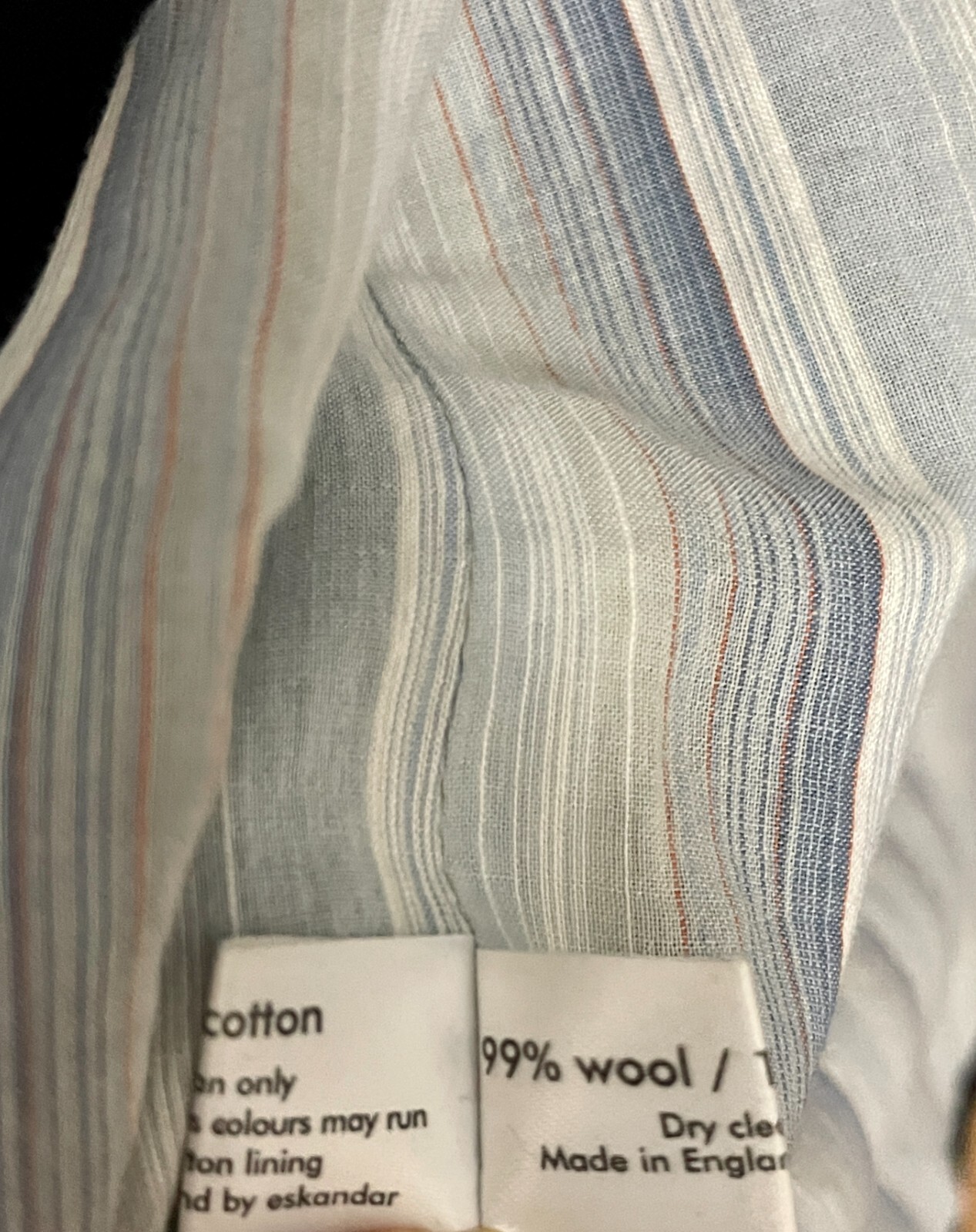 ESKANDAR England 90% Wool 10% Cashmere Lining 100% Cotton Jacket Coat Size 1