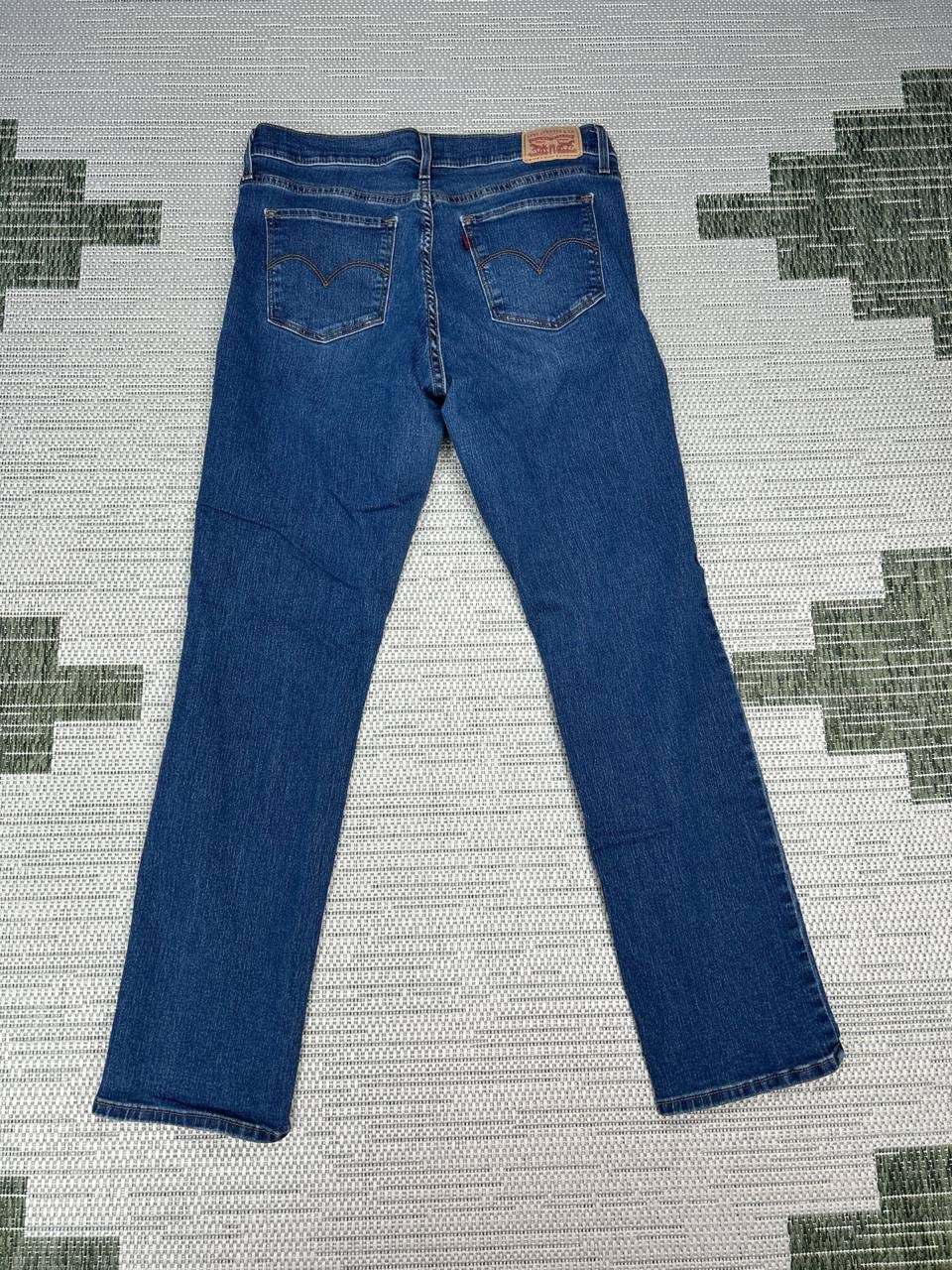 Levis 314 Shaping Straight Jeans Womens 31 Blue Whiskering Denim Cotton 31×28