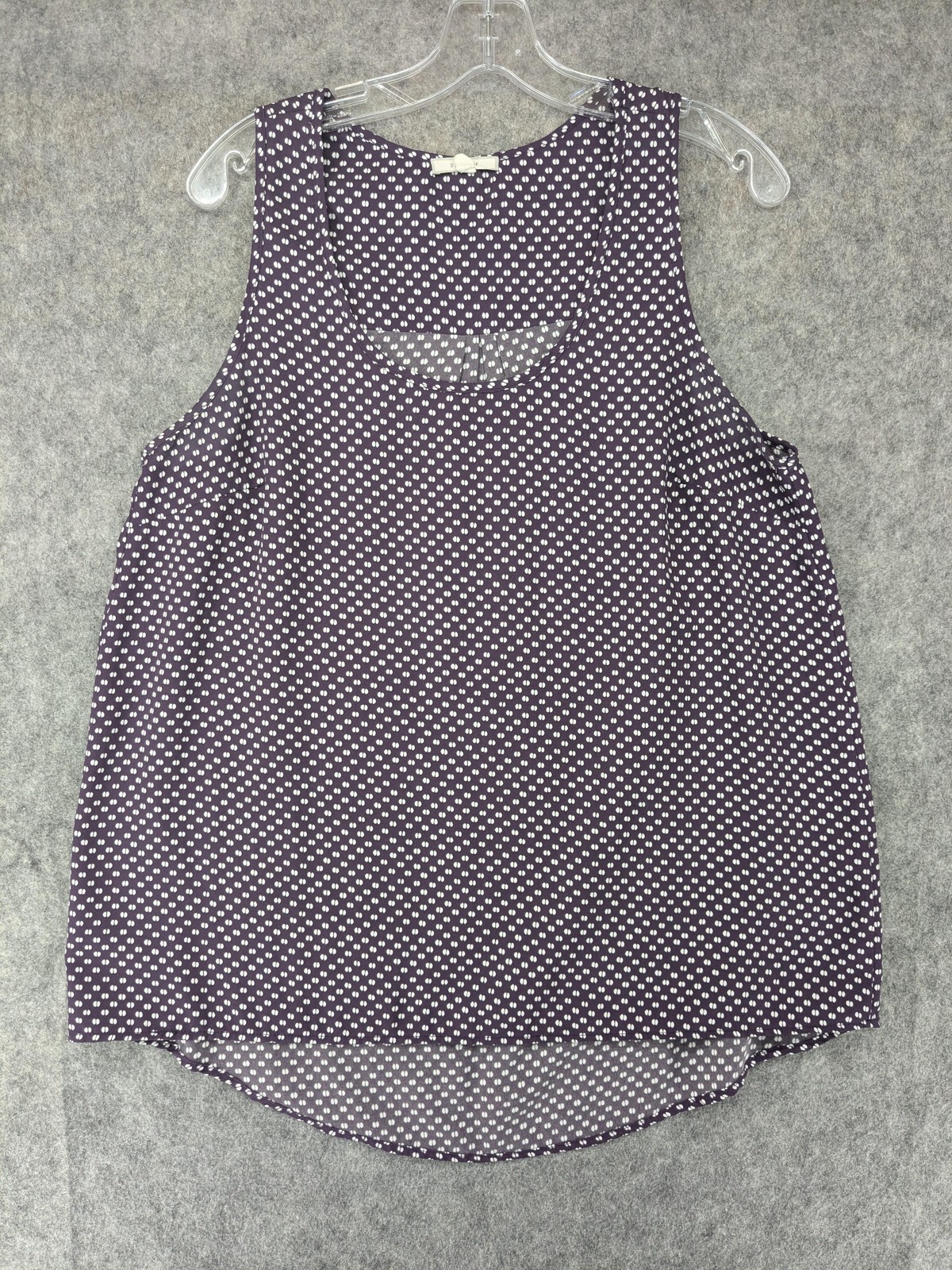 Pleione Tank Top Womens Large Purple White Dot Print Sleeveless Blouse Made USA