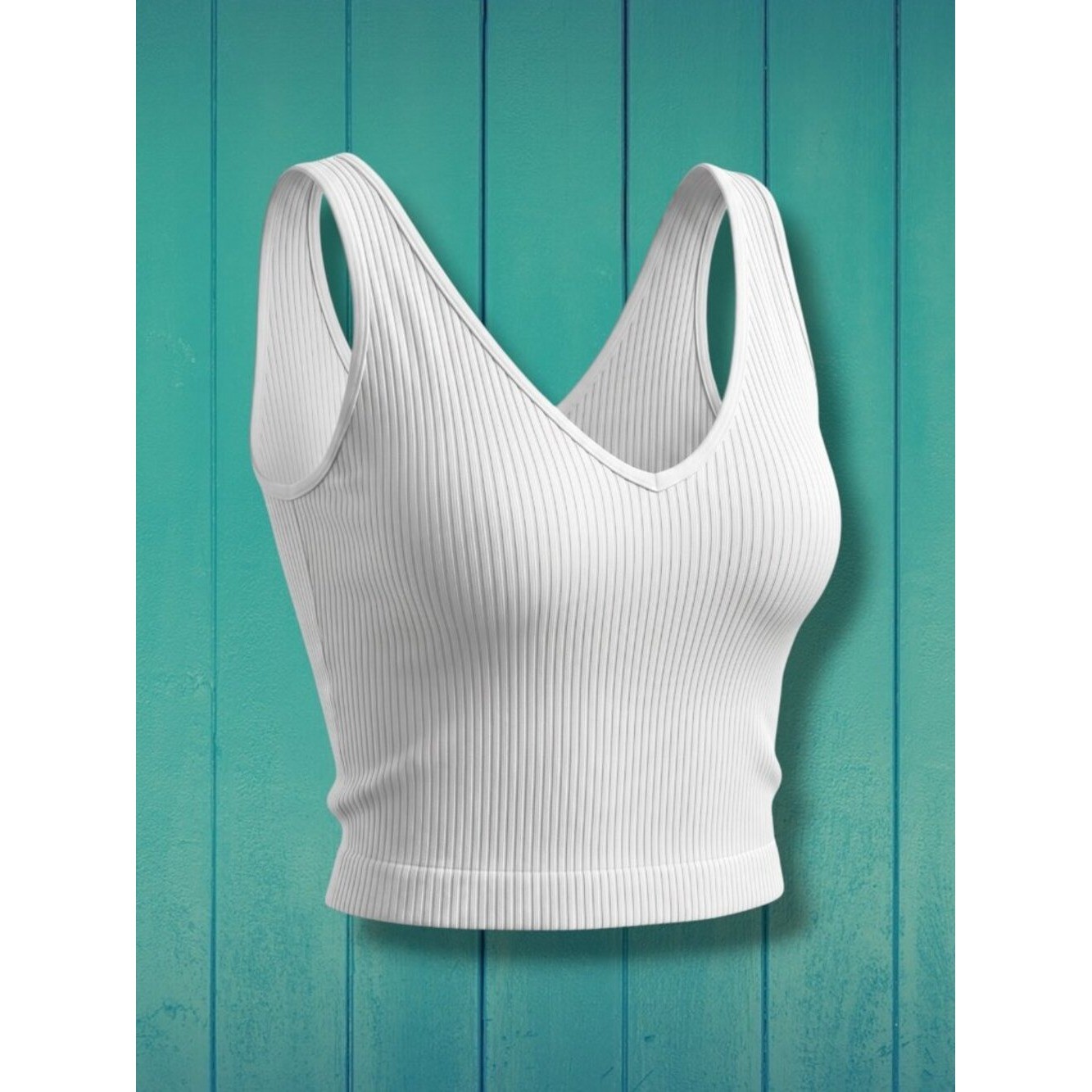 Intimately Free People White Ribbed V-Neck Crop Tank Top XS