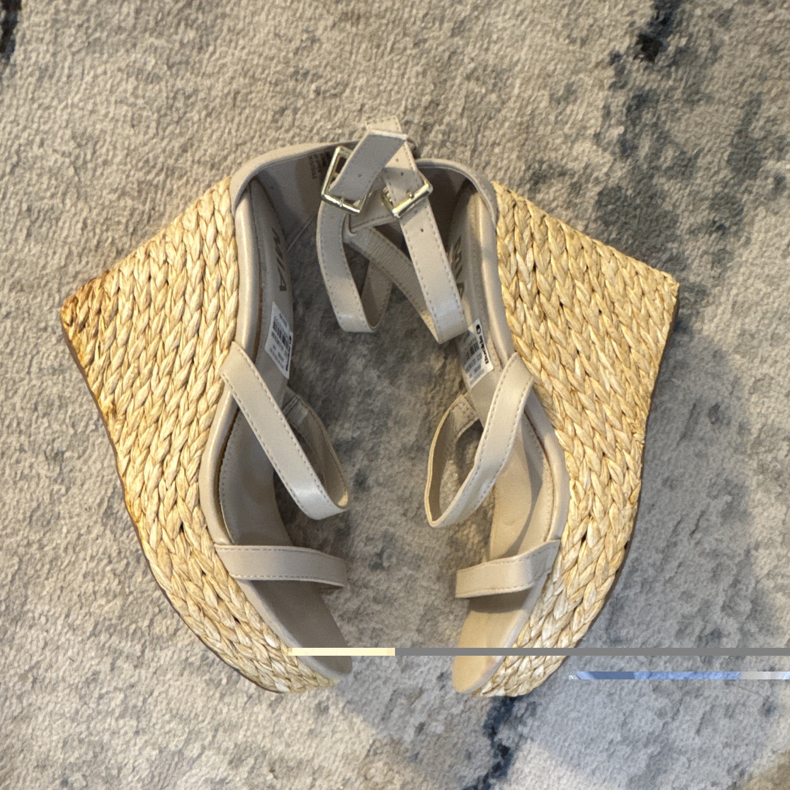 MIA Carinna Women’s Beige Wedge Sandals Ankle Strap Buckle Open Toe US 9