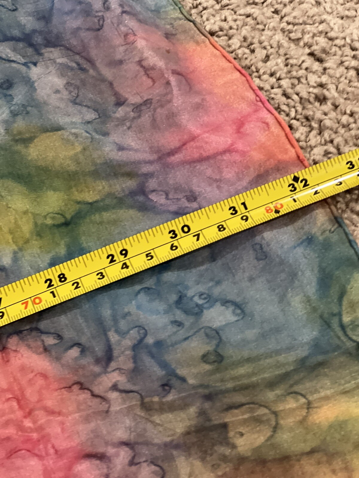 Silk Tie Dye Square Scarf 32” x 32”Purple Aqua Blue& White & Pink Unbranded