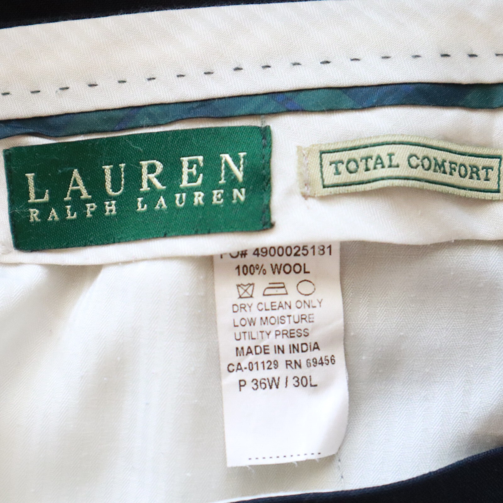 Lauren Ralph Lauren Pants Mens 36×30 Wool Total Comfort Dress Suit Pleated Blue