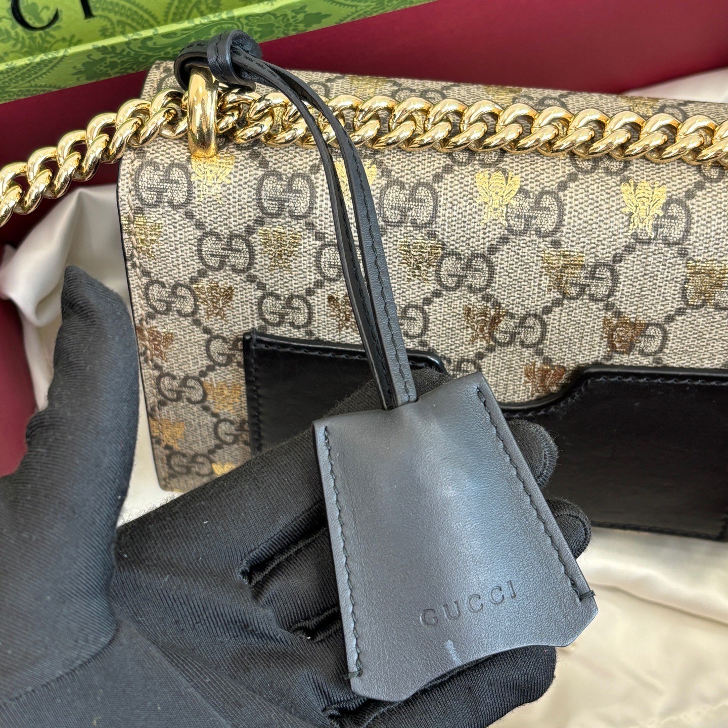 Gucci Pre-Owned Authentic Box Clutch Ebene 20x7x13 Free Tracked Shipping