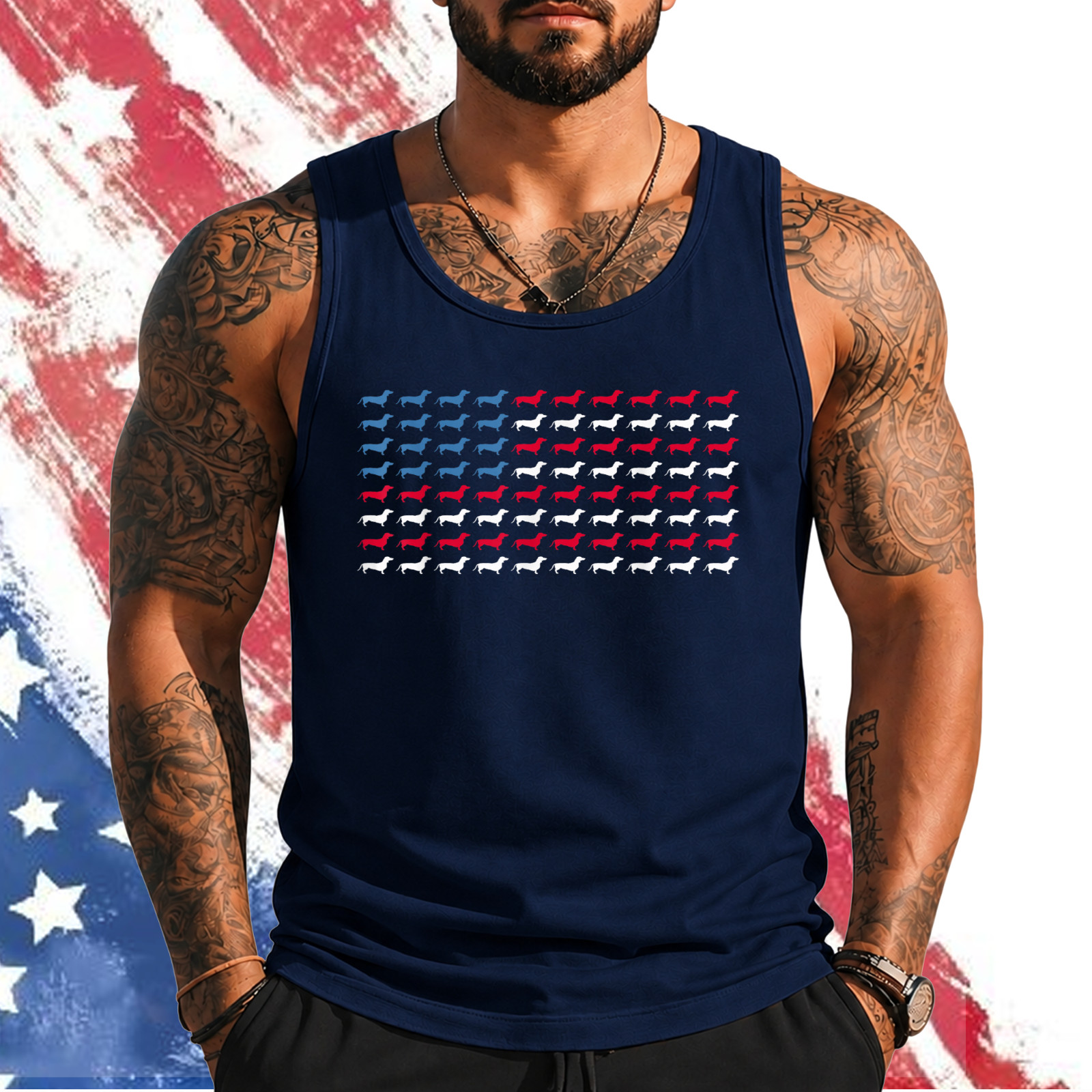 Dachshund Patriotic American Flag Dachshund 4th of July Tank top
