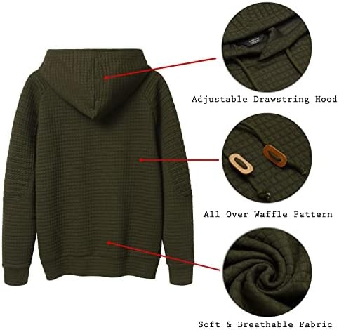 Coofandy Sweatshirt Hooded Neck Solid Mens Hoodies Pullover Casaul Long Sleeve