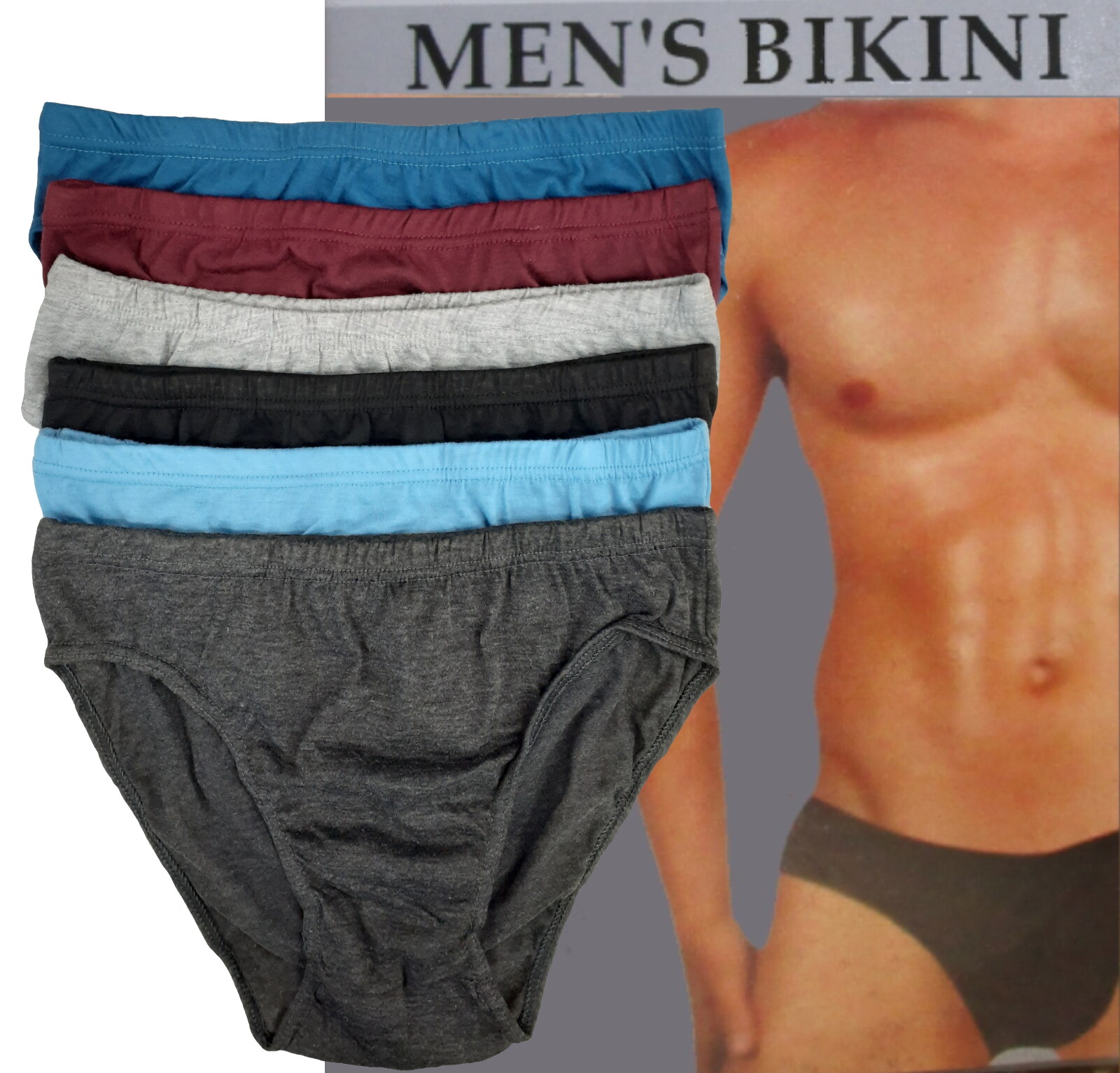 6 PK MEN’S BIKINI BREATHABLE COTTON MEN’S UNDERWEAR SIZE MEDIUM (30-32) LOW RISE