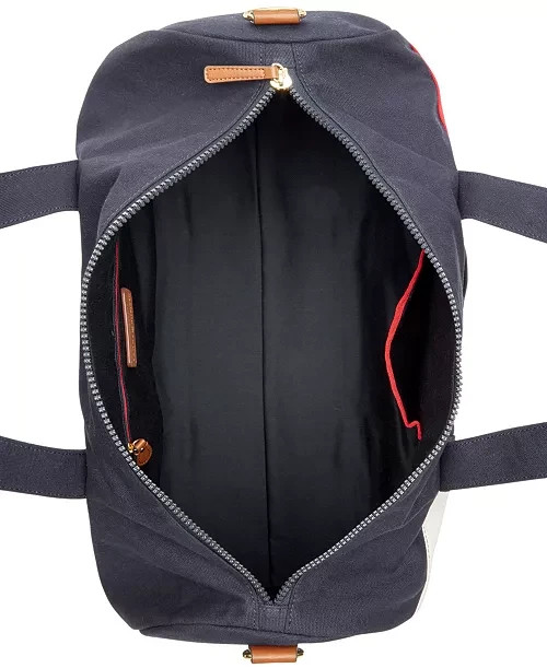 Tommy Hilfiger Duffle Bag Colorblock Navy Red White Canvas Gym Travel Weekender