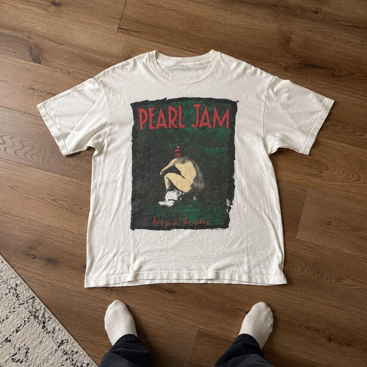 Pearl Jam Deep Vs Ten Graphic T-Shirt White Vintage Style Band Tee