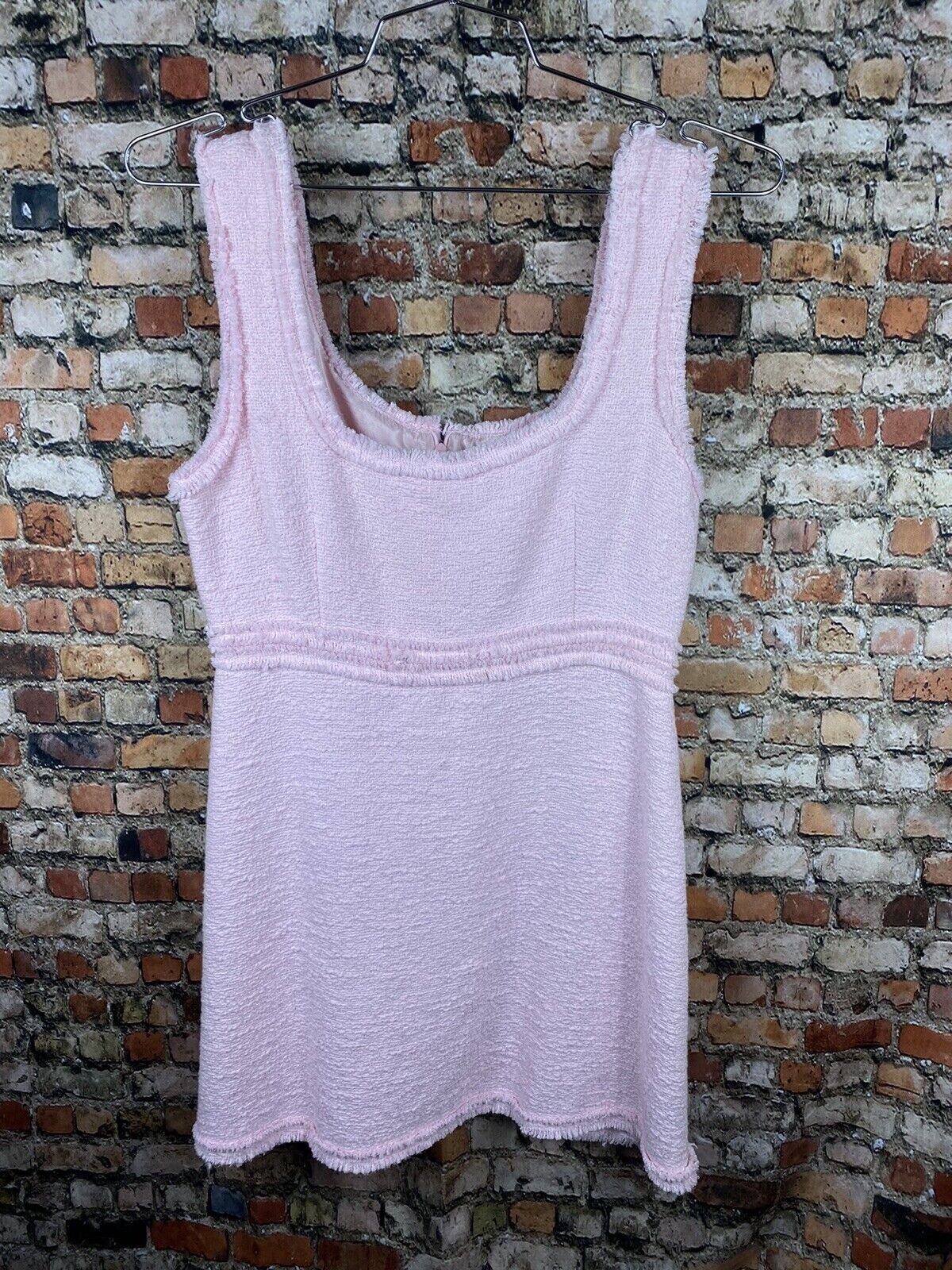 DEFECT Zara Pink Tweed Mini Dress Mod Barbiecore Hepburn Retro Summer Vintage