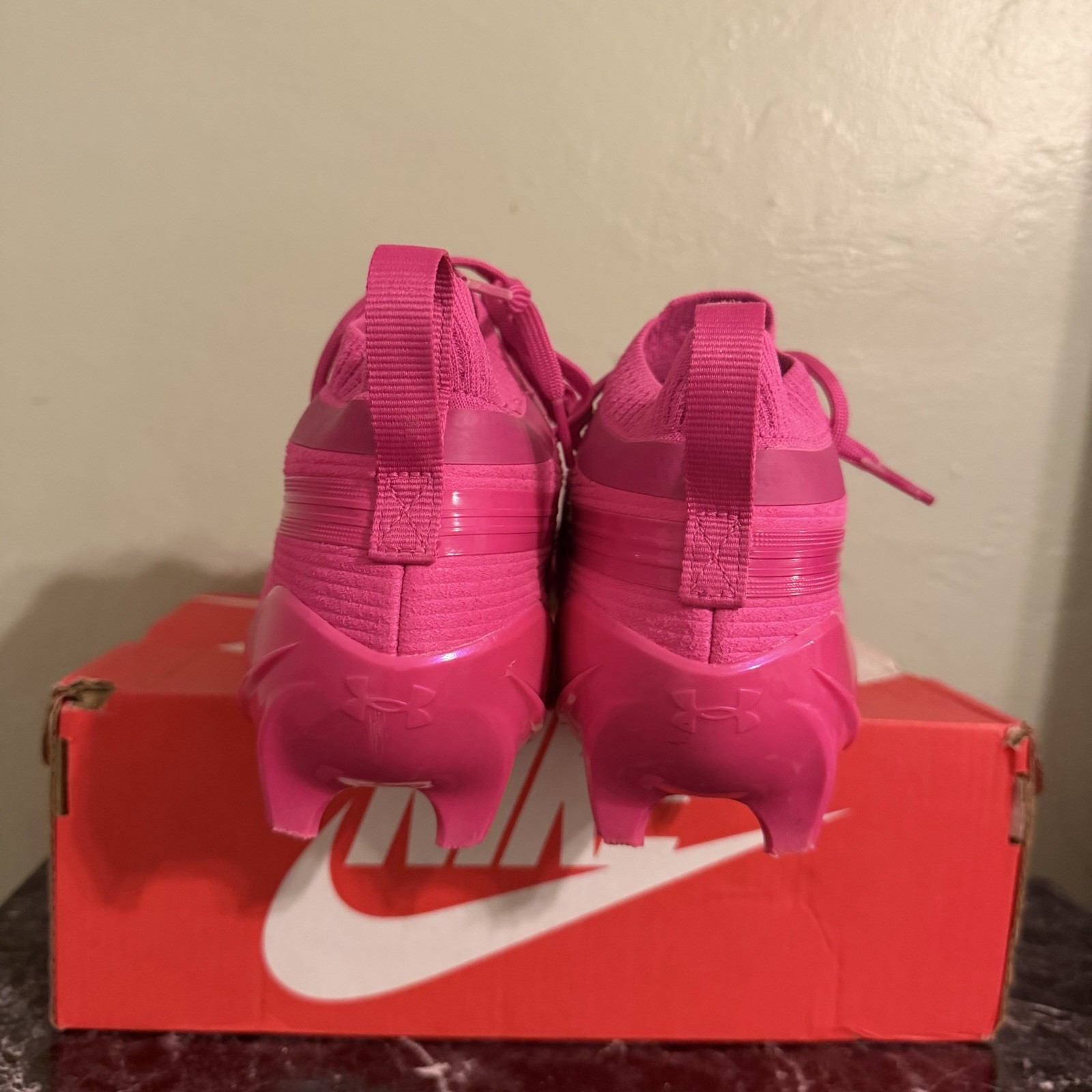 12 Mens Under Armour Spotlight Pro Suede Football Cleats Rebel Pink 6000074-652