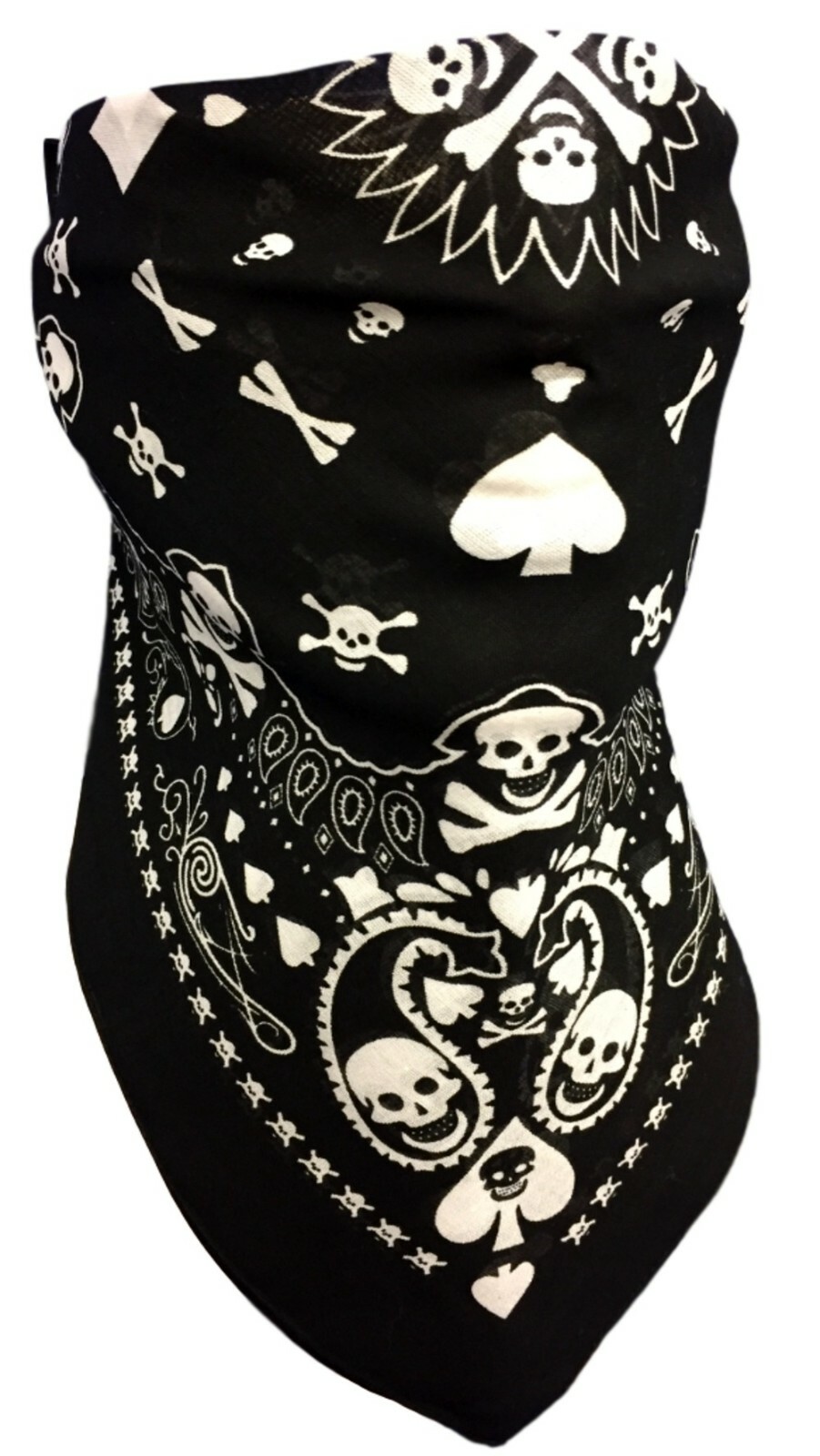 VELCRO®Brand ADJUSTABLE SPADES CLUBS PAISLEY FACE NECK COVER BANDANA NECKERCHIEF