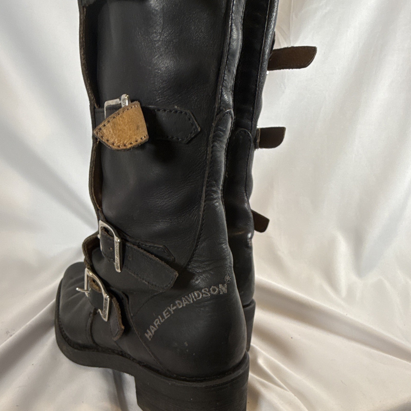 Harley Davidson, Tall Harness Boots, Black Women’s Size 7 1/2 Made In Italy ￼