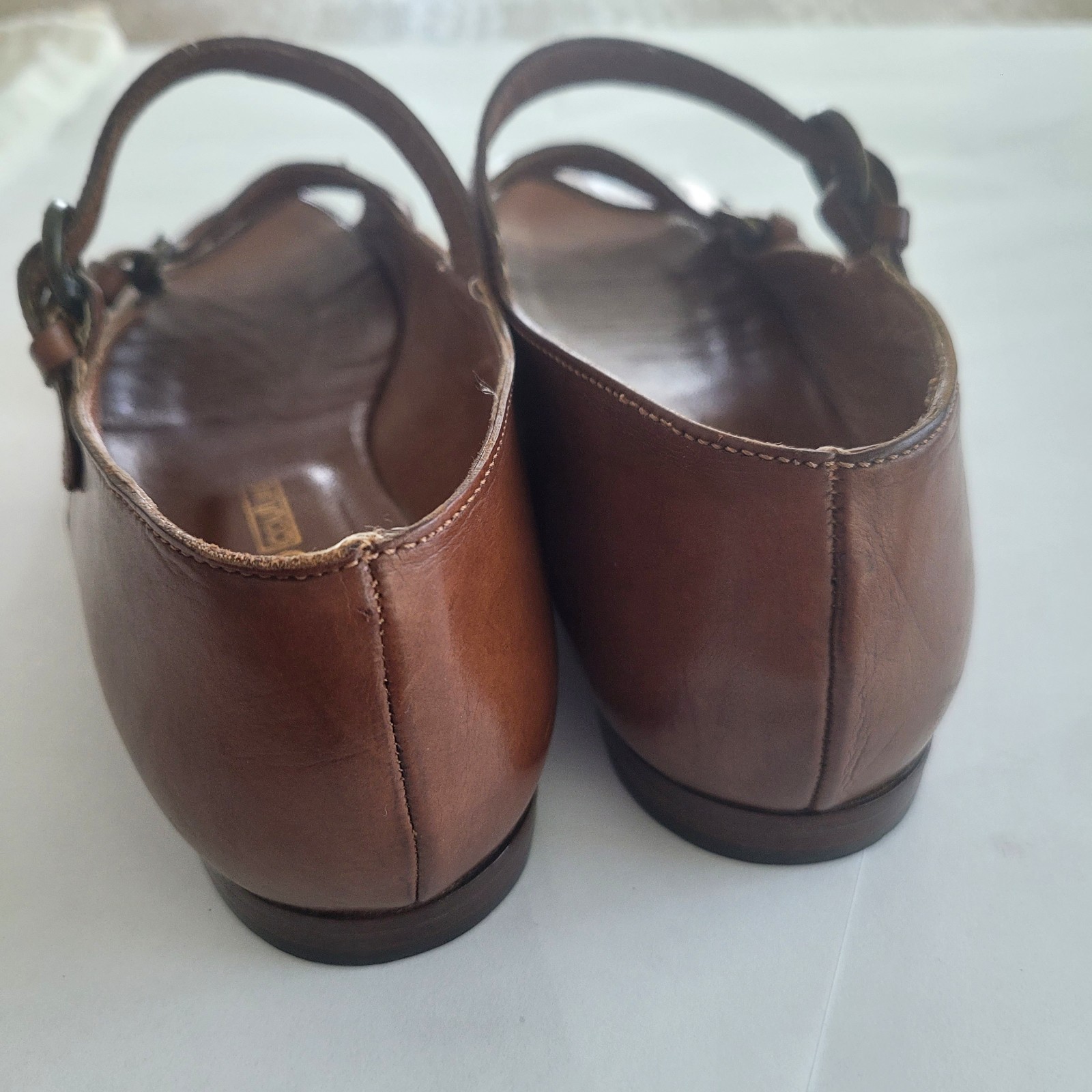Joan & David Couture 7 Brown Open Toe Strappy Flat Handmade Italy Staps Women’s