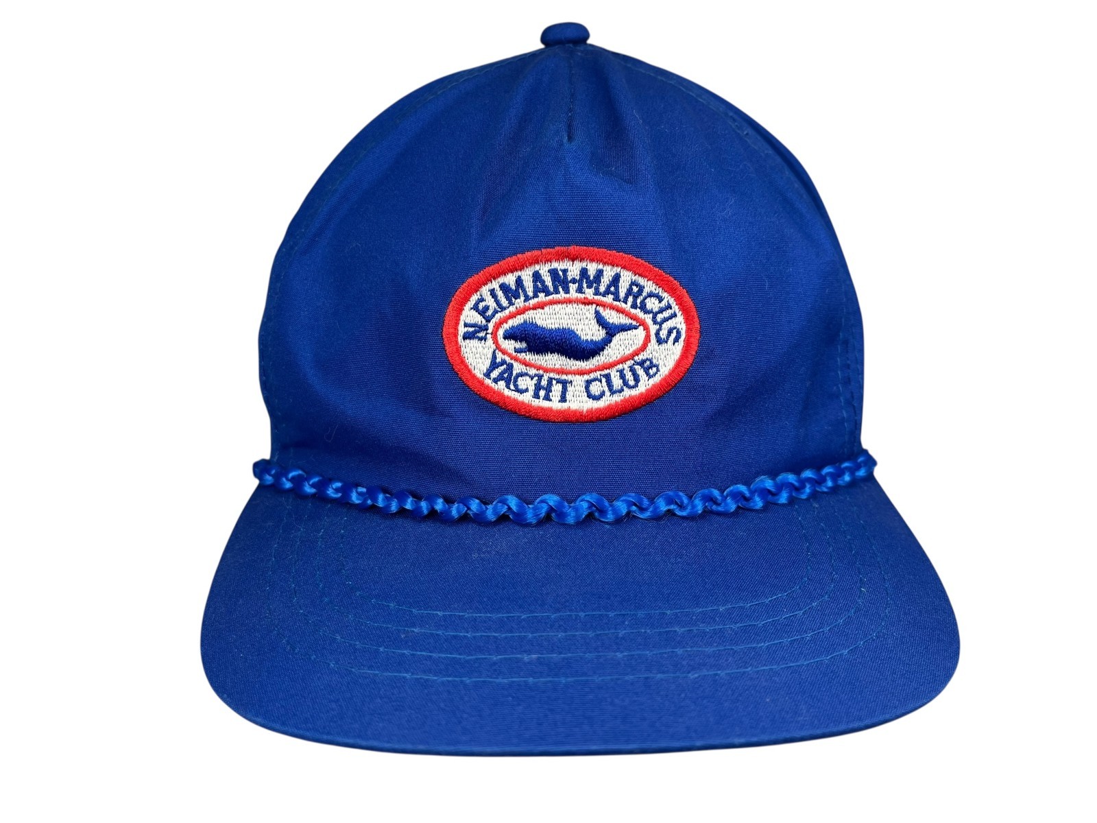 Vtg 80s 90s NEIMAN-MARCUS YACHT CLUB Blue Rope WHALE-PATCH SNAPBACK Baseball Hat