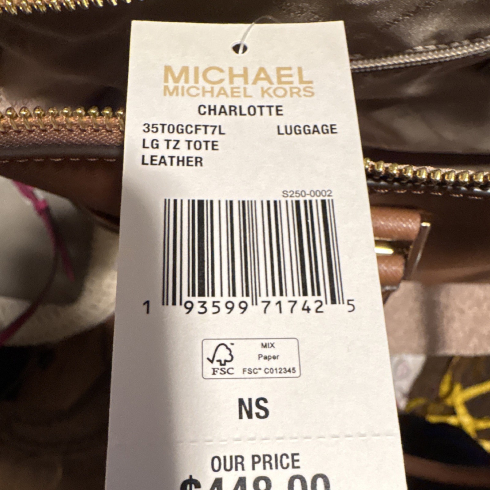 Michael Kors Luggage Tote Gold Hardware Zipper Logo Accent Bag Charm Women