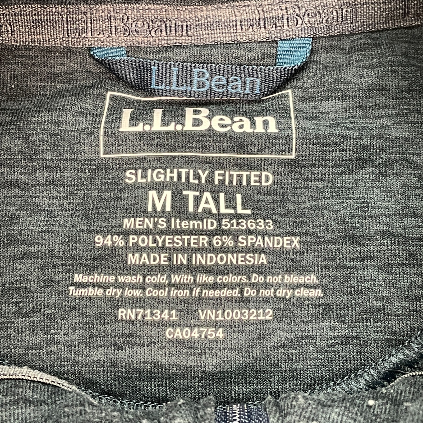 LL Bean Sweater Mens Medium Tall Adventure Grid Slightly Fitted Pullover Zip