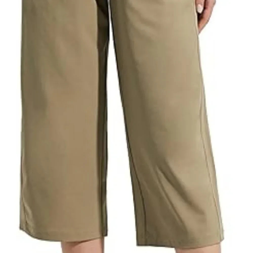 ZUTY Women’s 2XL Beige Quick Dry Wide Leg Capri Pants Drawstring Pockets NWT