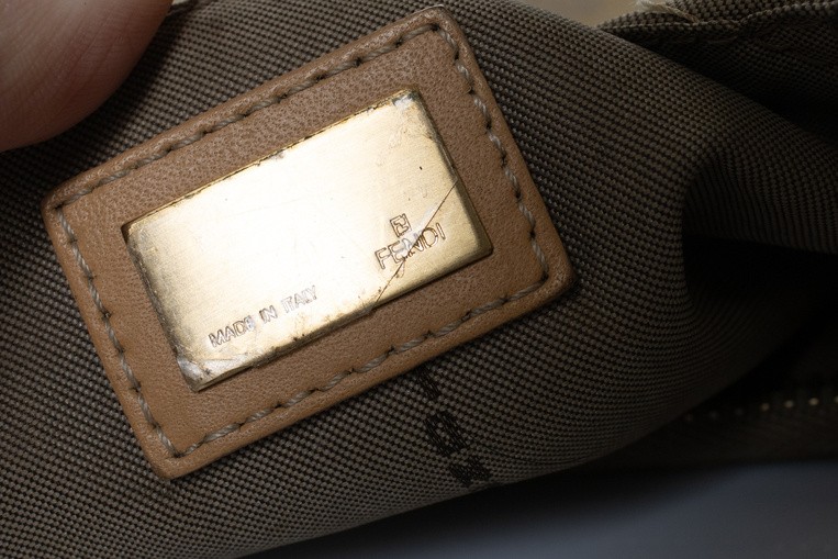 Fendi, Zucchini Ff Oyster Shoulder Bag In Beige Female Brown One Size