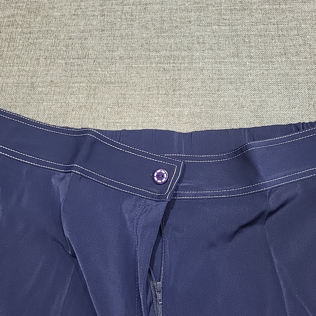 Susan Graver Womens Button Zip Fly Pants 3X Plus Size Navy w Pockets