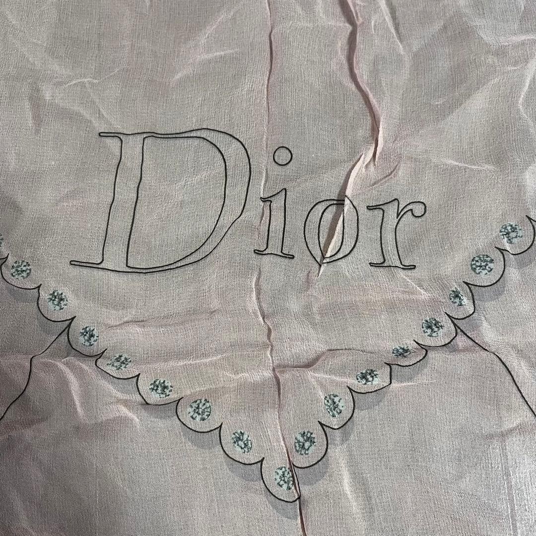 Christian Dior Silk Chiffon Square Scarf Pink 19.7 in Pre owned