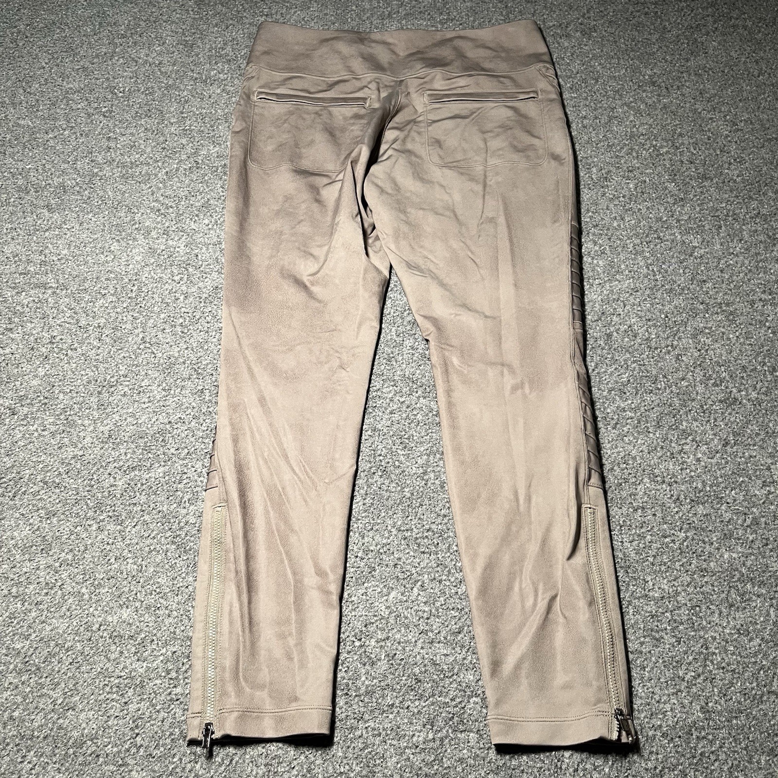 Athleta Leggings Womens Large Beige Delancey Gleam Moto Tight Faux Leather