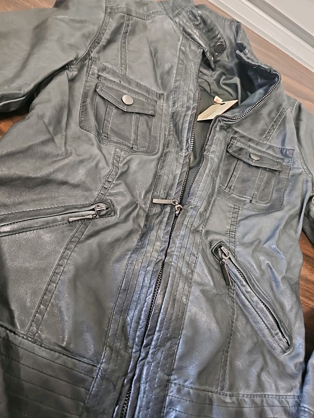 Maurices Faux Leather Jacket Size Small Olive 4M07L27 New With Tags Studio M