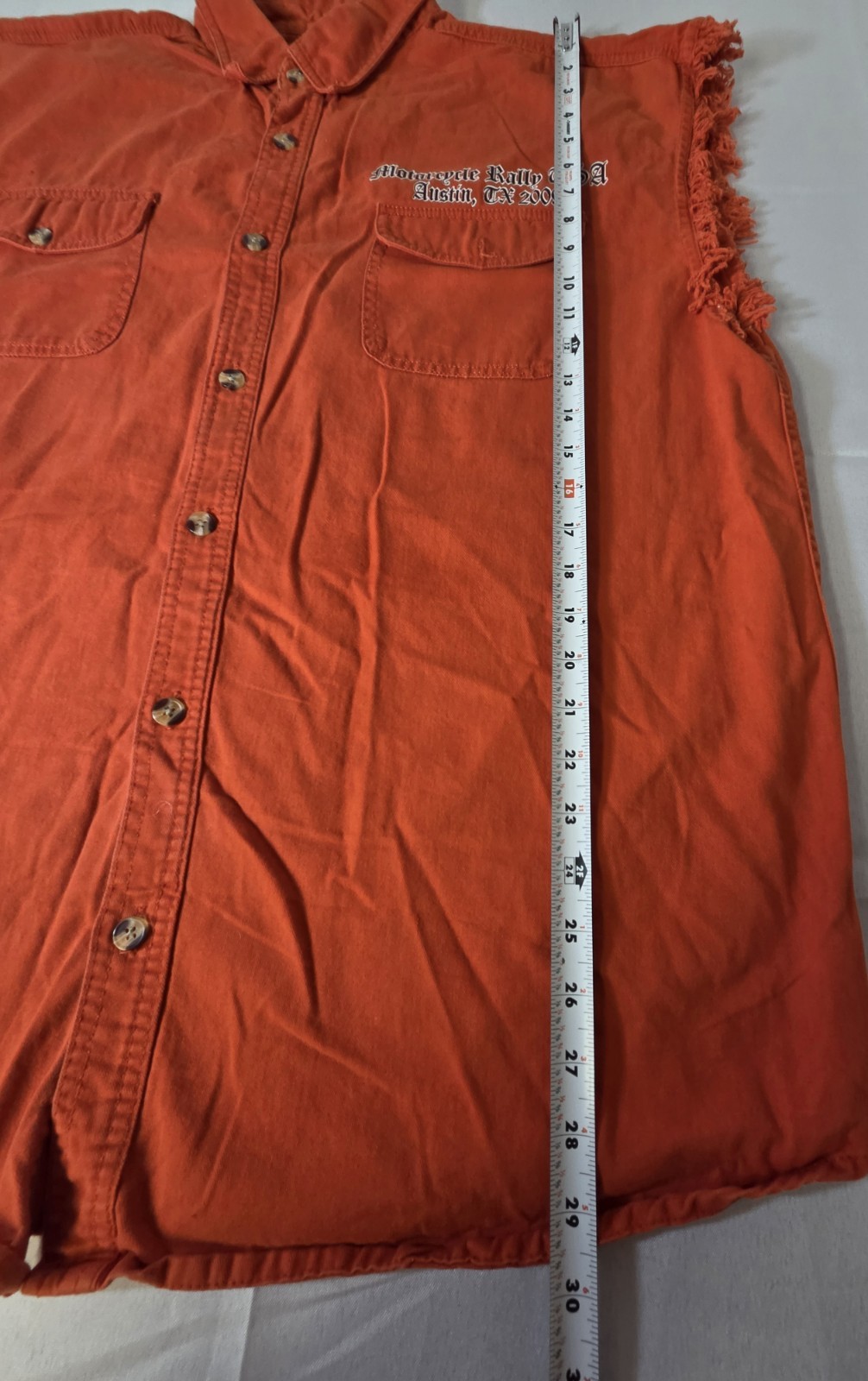 Vintage Regent & Co. Men’s Orange Graphic Print Motorcycle Rally Austin TX 2009