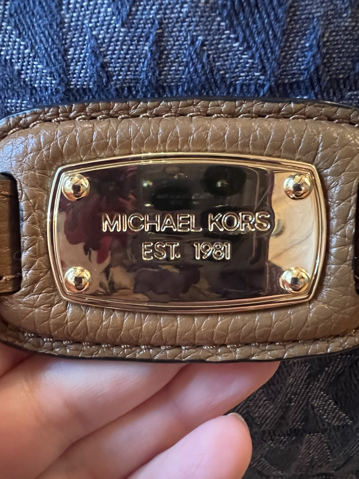 Michael Kors Large Hamilton Frame Out Monogram Denim Tote & Wallet Set