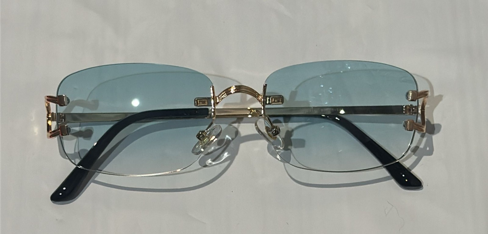 Cartier Big C Without Diamond Cut Blue/Terquise Frameless Lens FREE SHIPPING