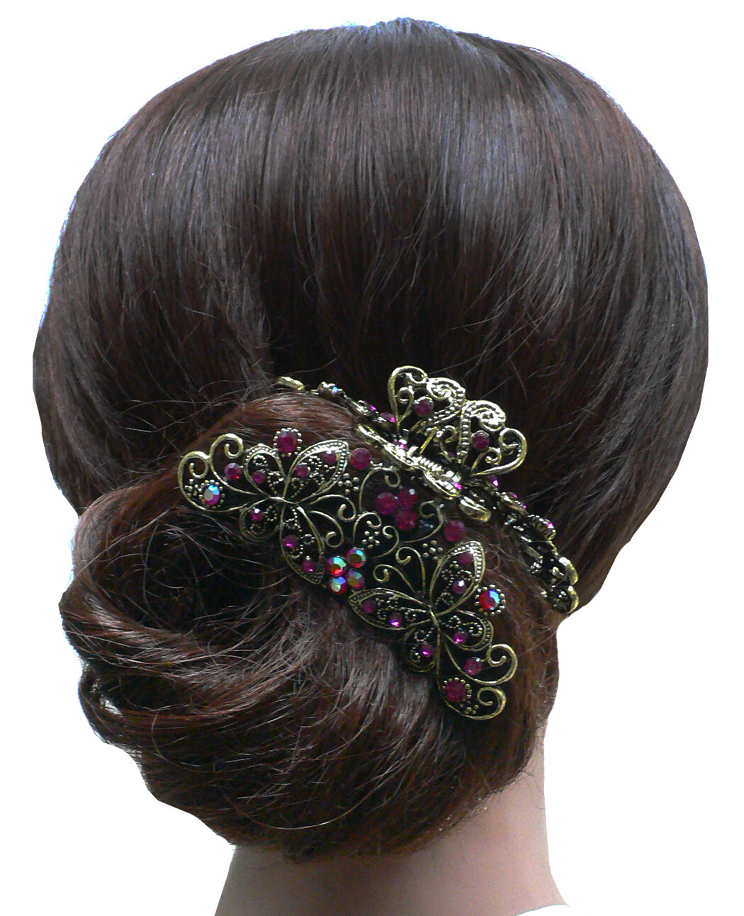 Set of 2 Metal Jaw Claw Clips Butterfly Design Thick hair 2 Color RW86410-6132-2
