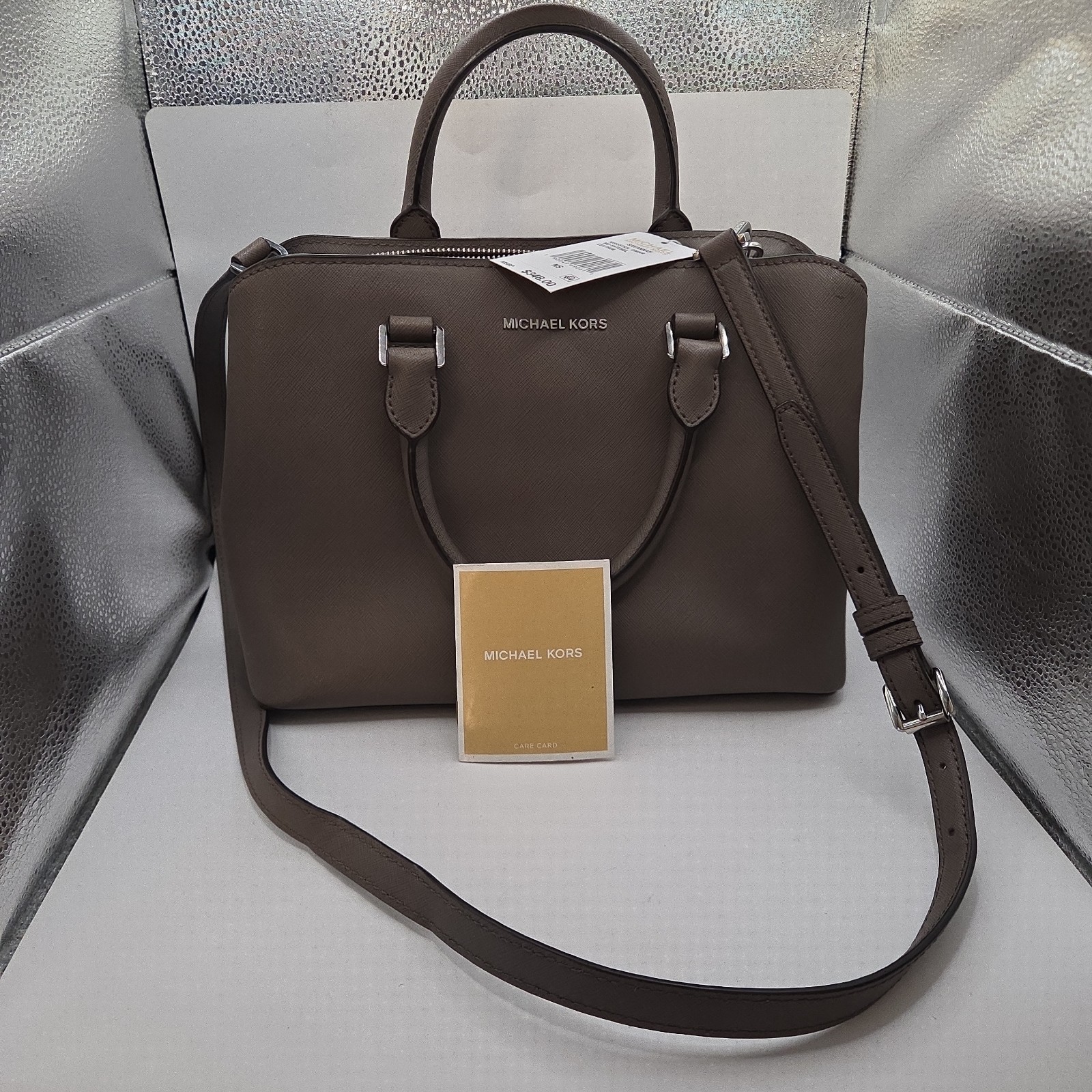 Michael Kors Savannah Handbag Satchel Crossbody Cinder Leather Purse Weekender