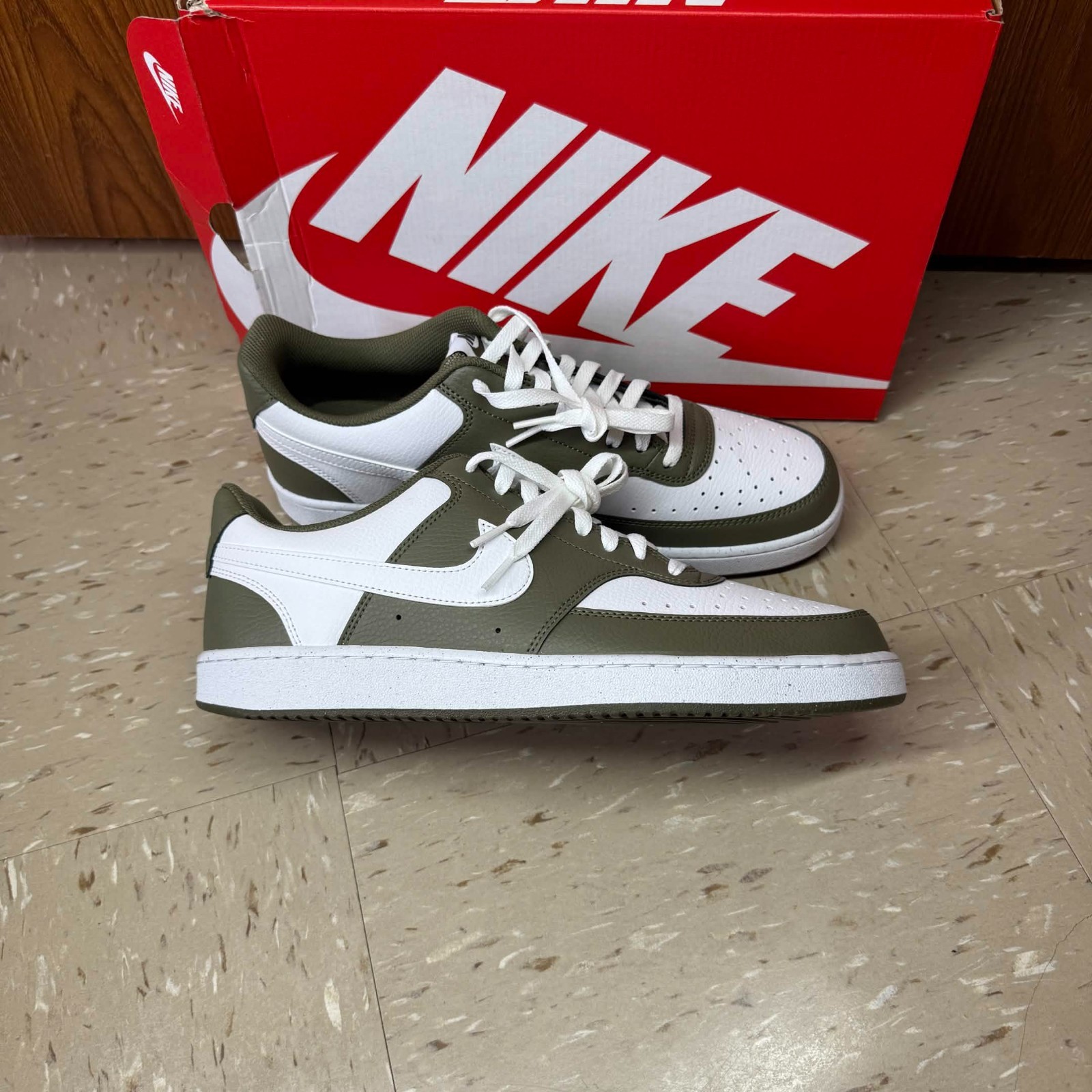 Nike Court Vision Low ‘Olive White’ HM9862 201 Men’s Size 12