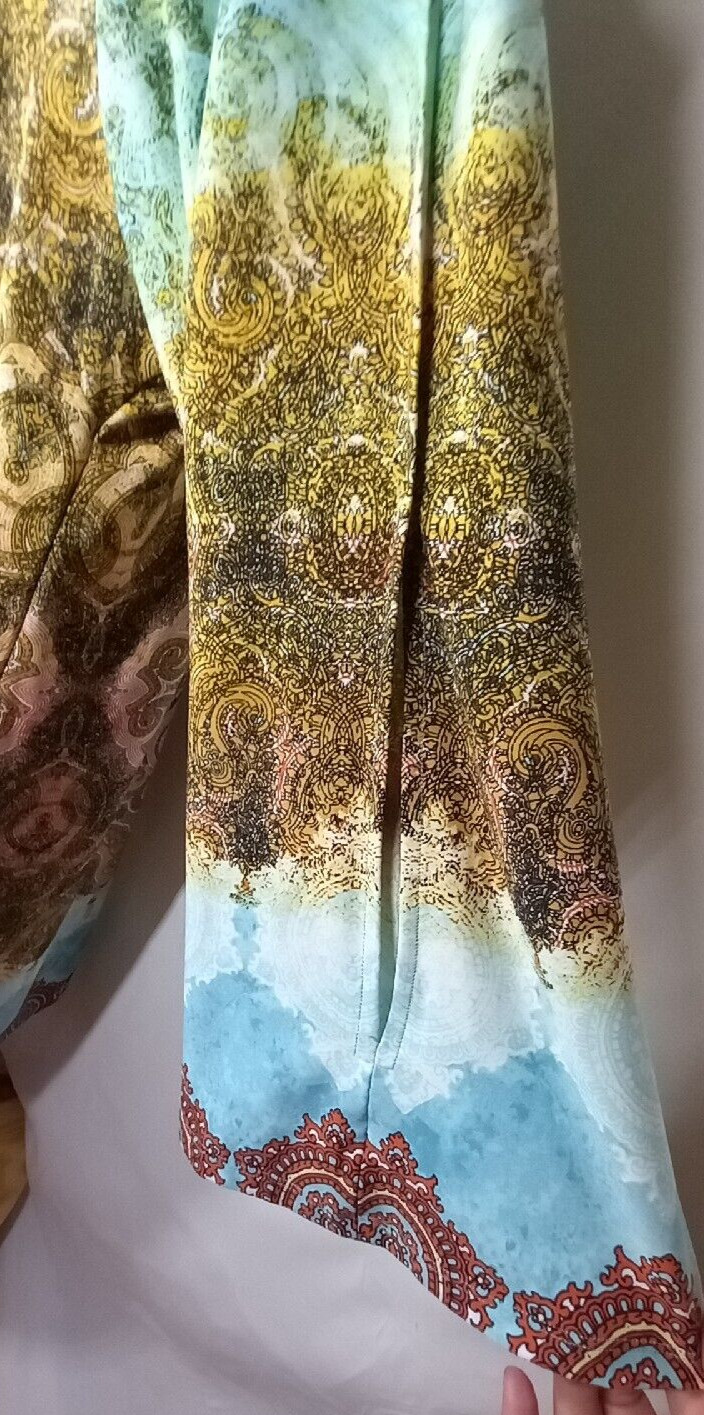 Chico’s 3 Blue Beaded Collar Keyhole Cold Shoulder Long Sleeve Knee Length Dress
