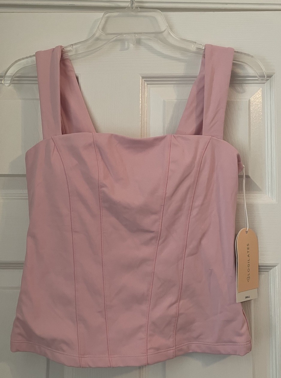 NWT Blogilates Tiny Bows Corset Tank Pink Small Top