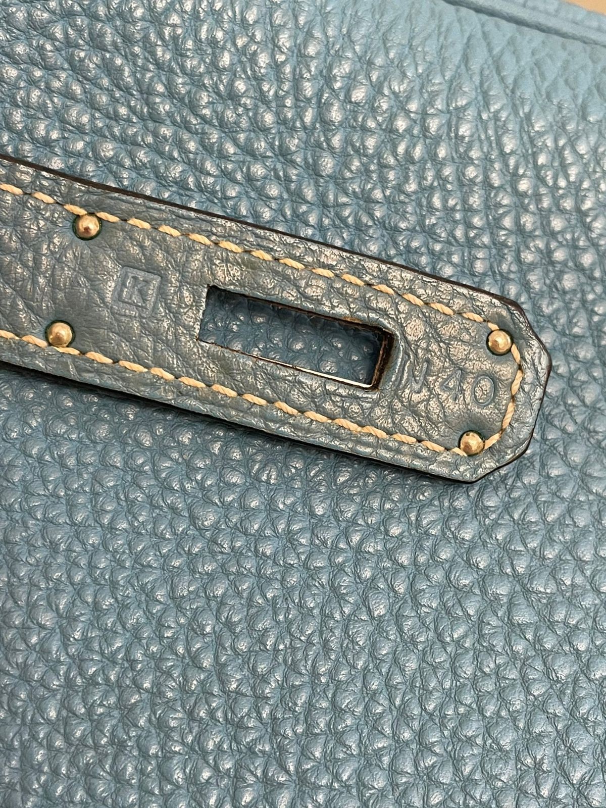 Hermes Kelly 28 Blue Jeans Togo Leather Bag Stamp Square K (2007)