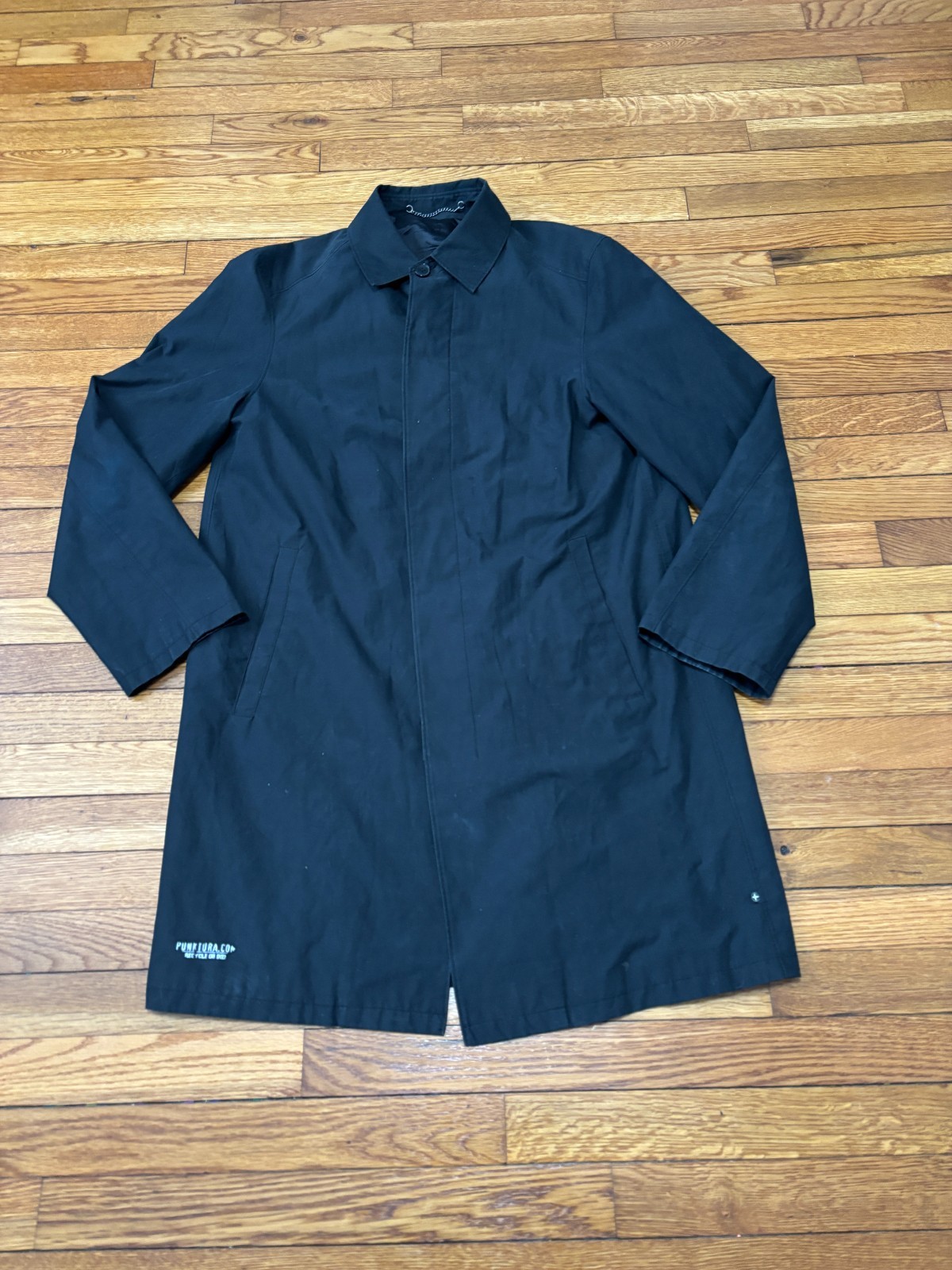 Strellson Mens Overcoat Size Medium Black Button Down Gothic Punk Trench Jacket
