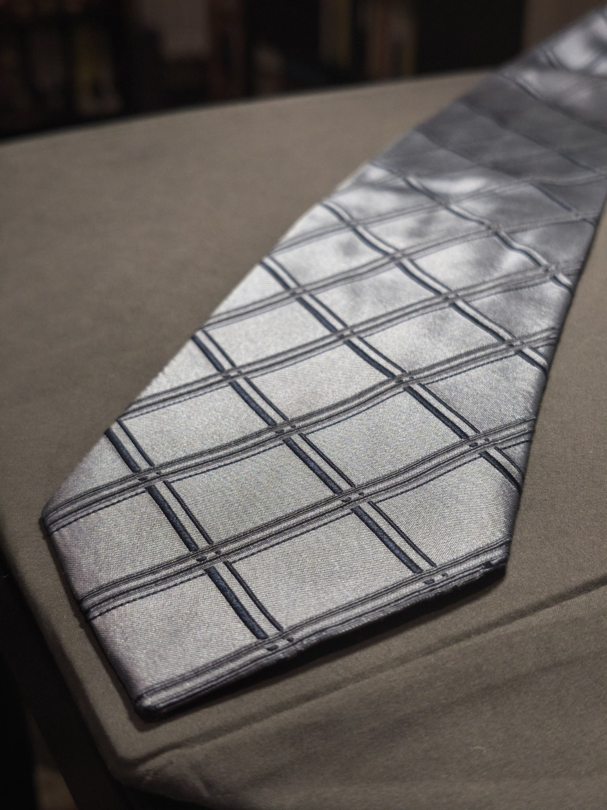 Tino Cosma – Solid Color Grey Scottish Tartan Silk Tie Made in Italy