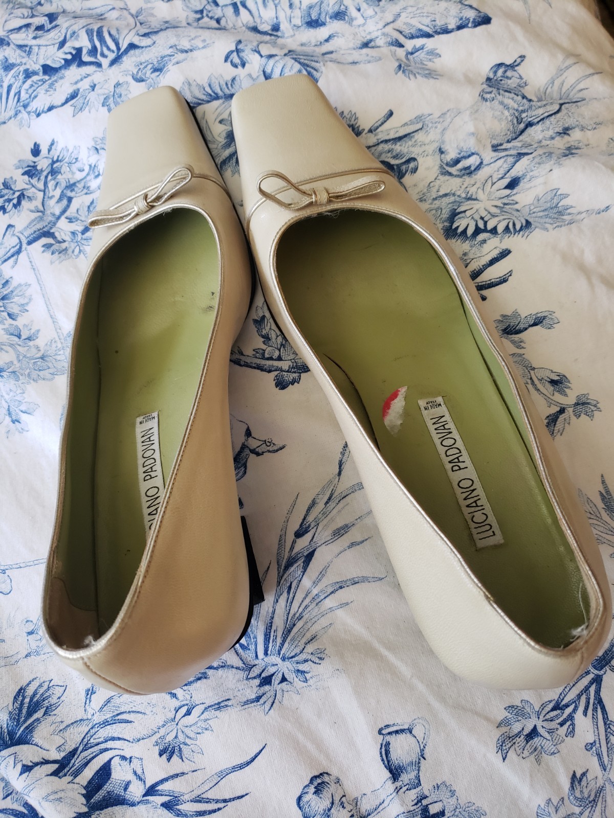 Luca Padovane elegant small kitten square heel Cream leather 8.5 M EUC